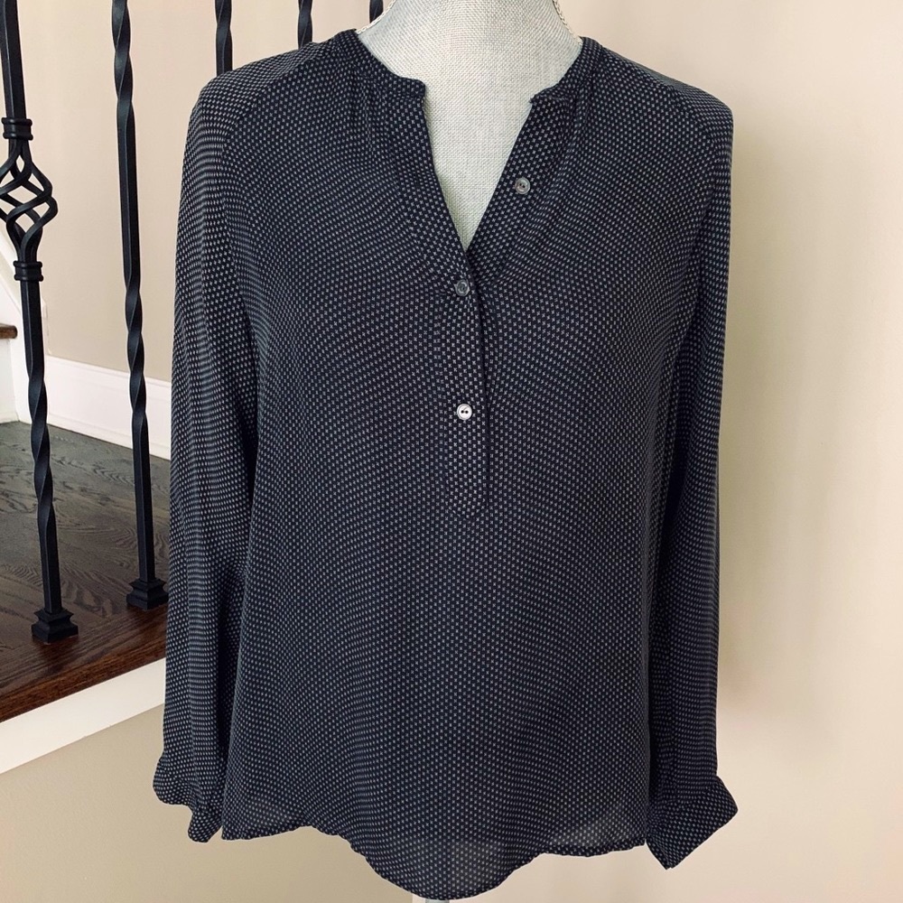Vince 100% silk sheer black top blouse